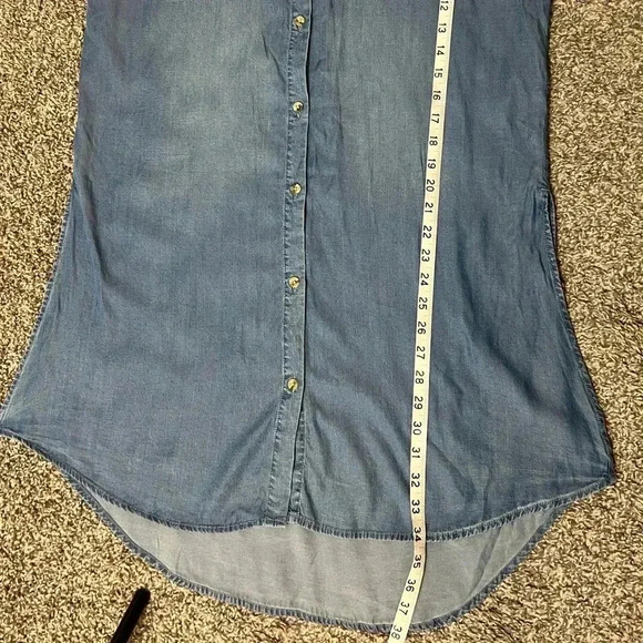 Young hearts run free blue denim shirt dress button front split side nwt large - Picture 8 of 10